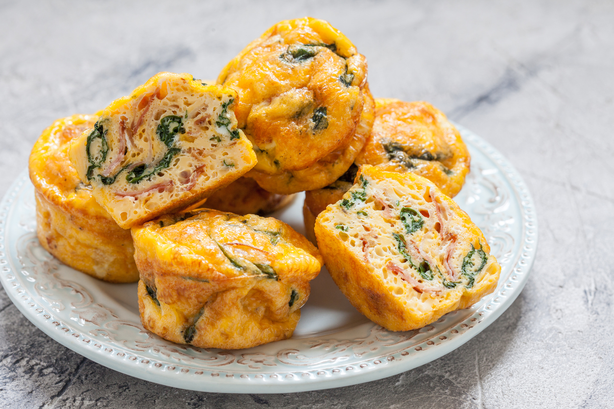 Egg Muffins Made with Spinach, Bacon, and Cheese