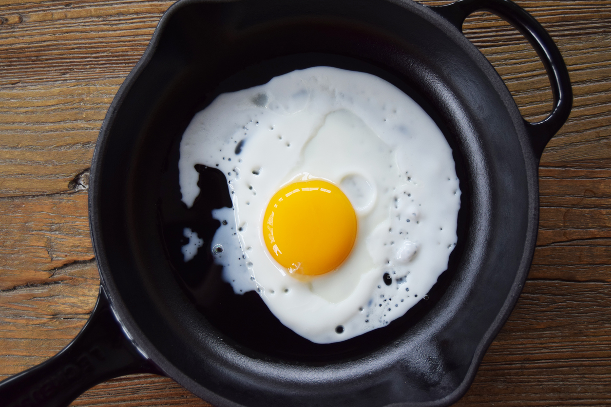 Sunny Side Up Fried Egg in Pan