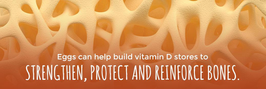 eggs can help build vitamin D to strengthen, protect and reinforce bones