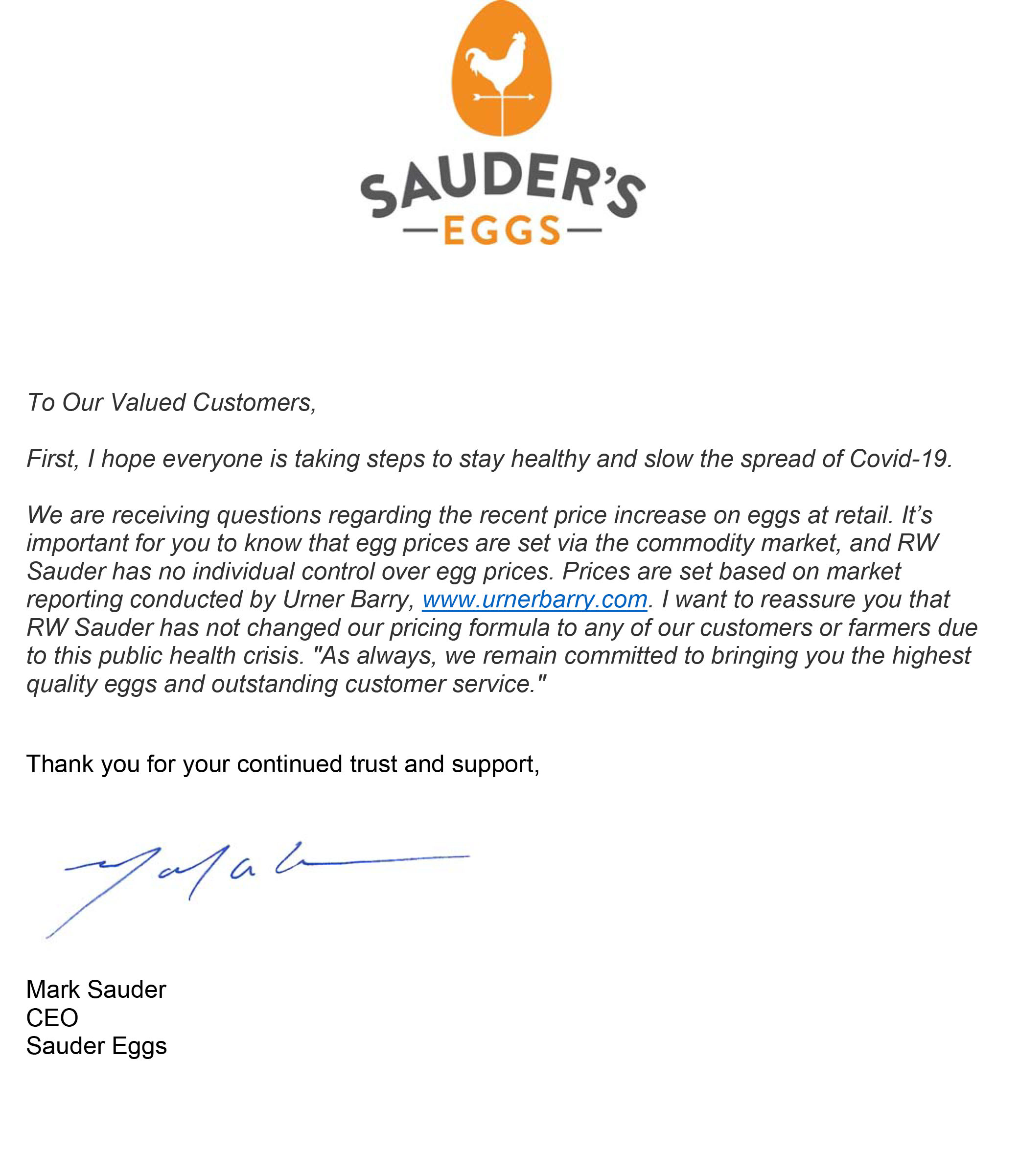 Sauder's Eggs FamilyOwned Egg Wholesaling Business