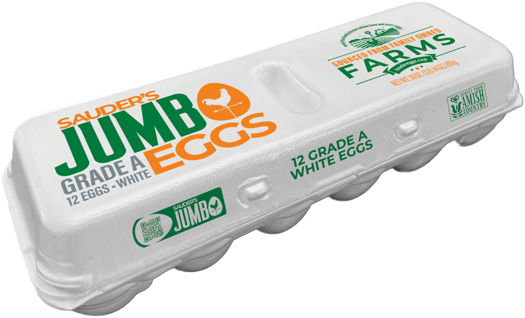 Sauder jumbo grade A white egg carton